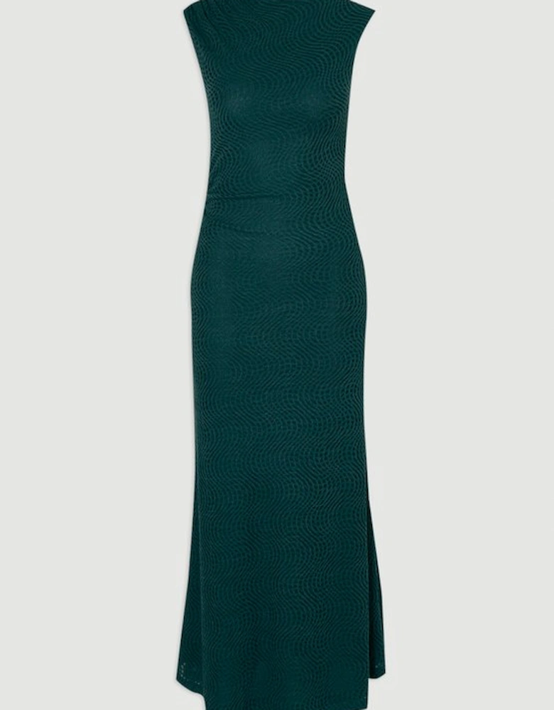 Sheered Textured Jersey Maxi Dress