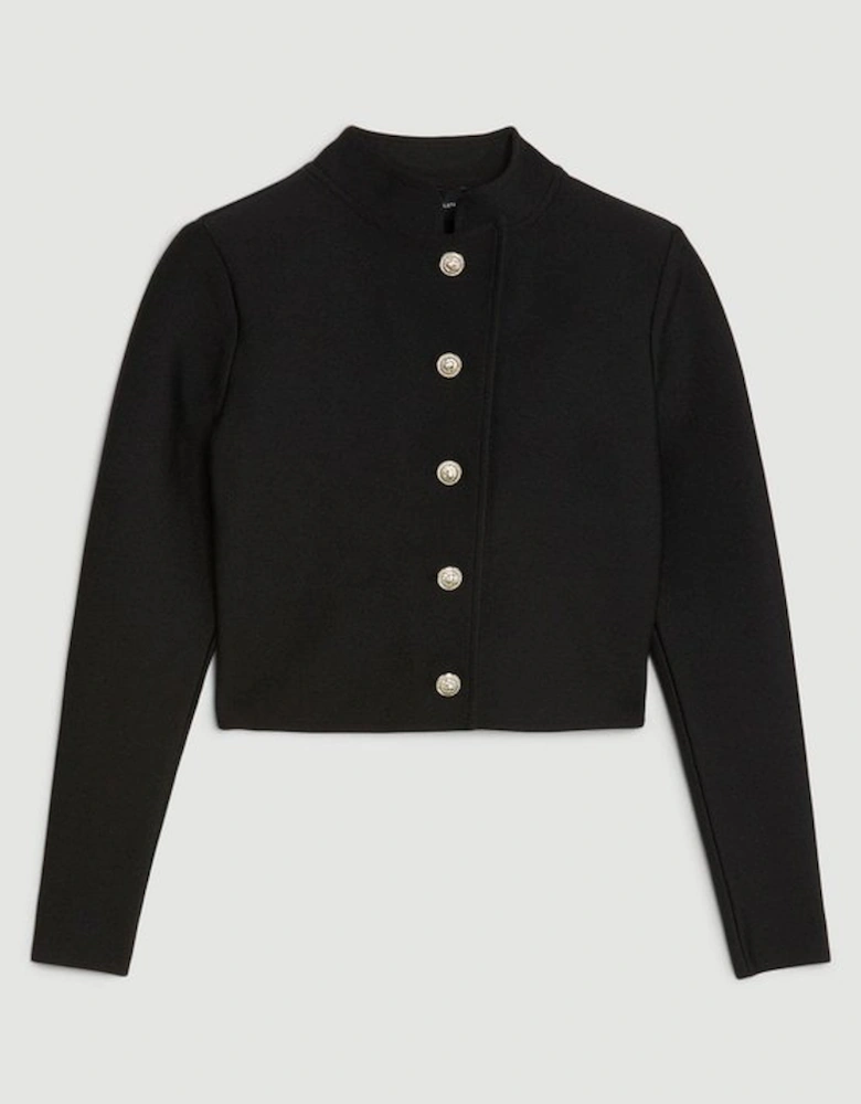 Figure Form Bandage Cropped Button Up Knit Jacket