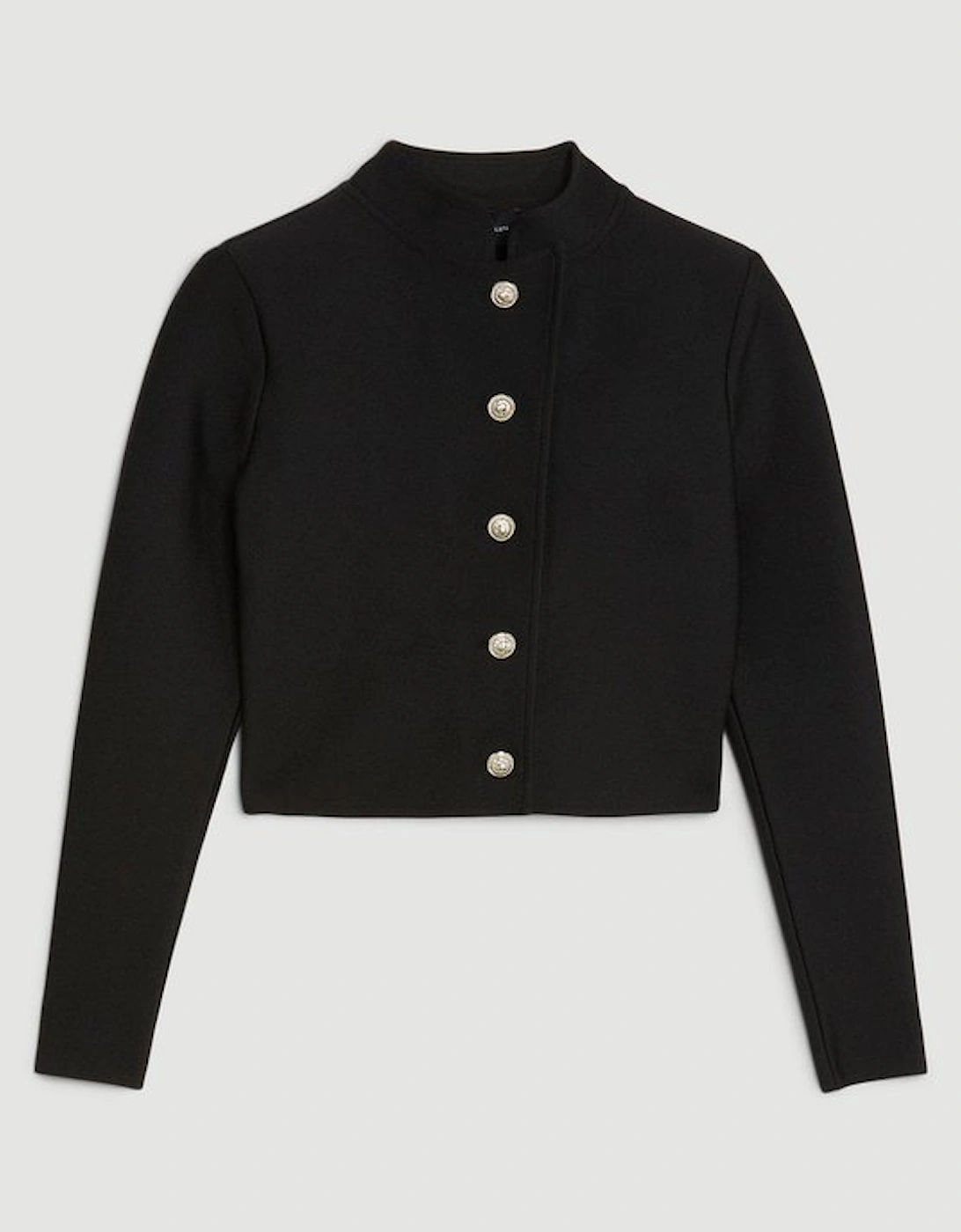 Figure Form Bandage Cropped Button Up Knit Jacket