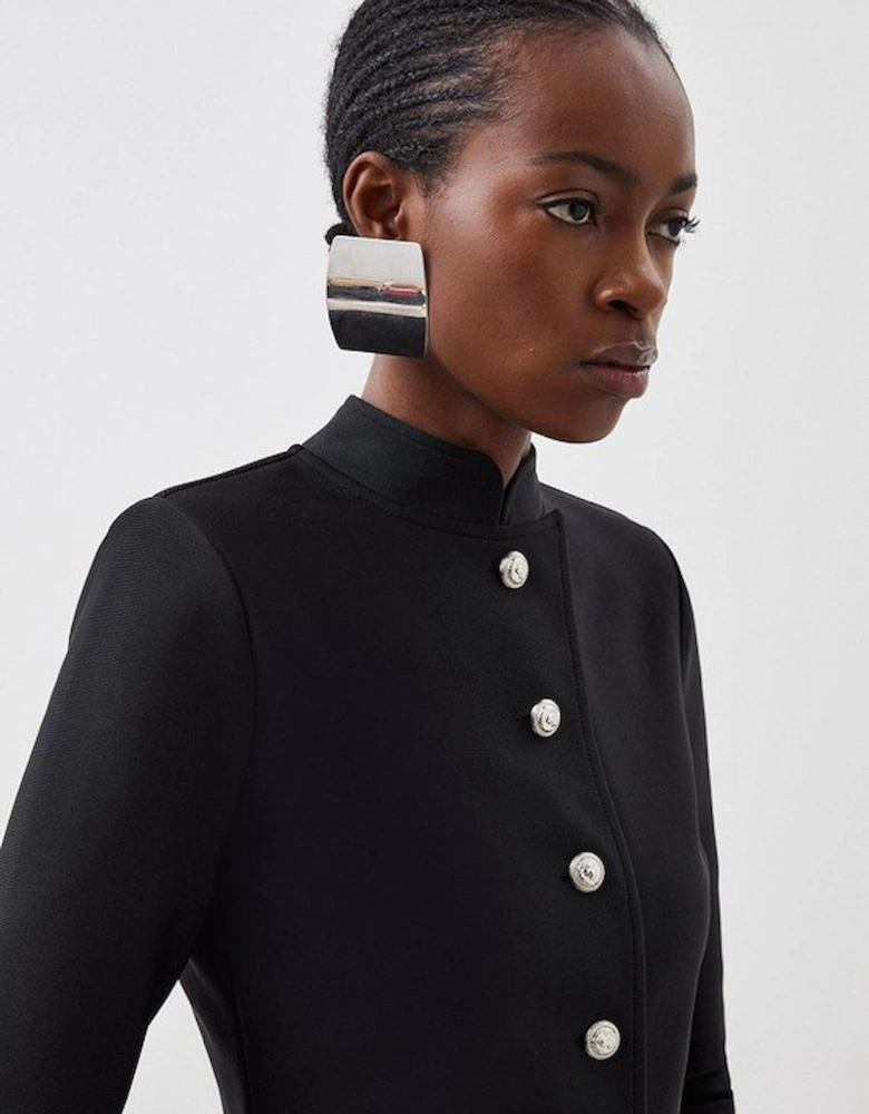 Figure Form Bandage Cropped Button Up Knit Jacket