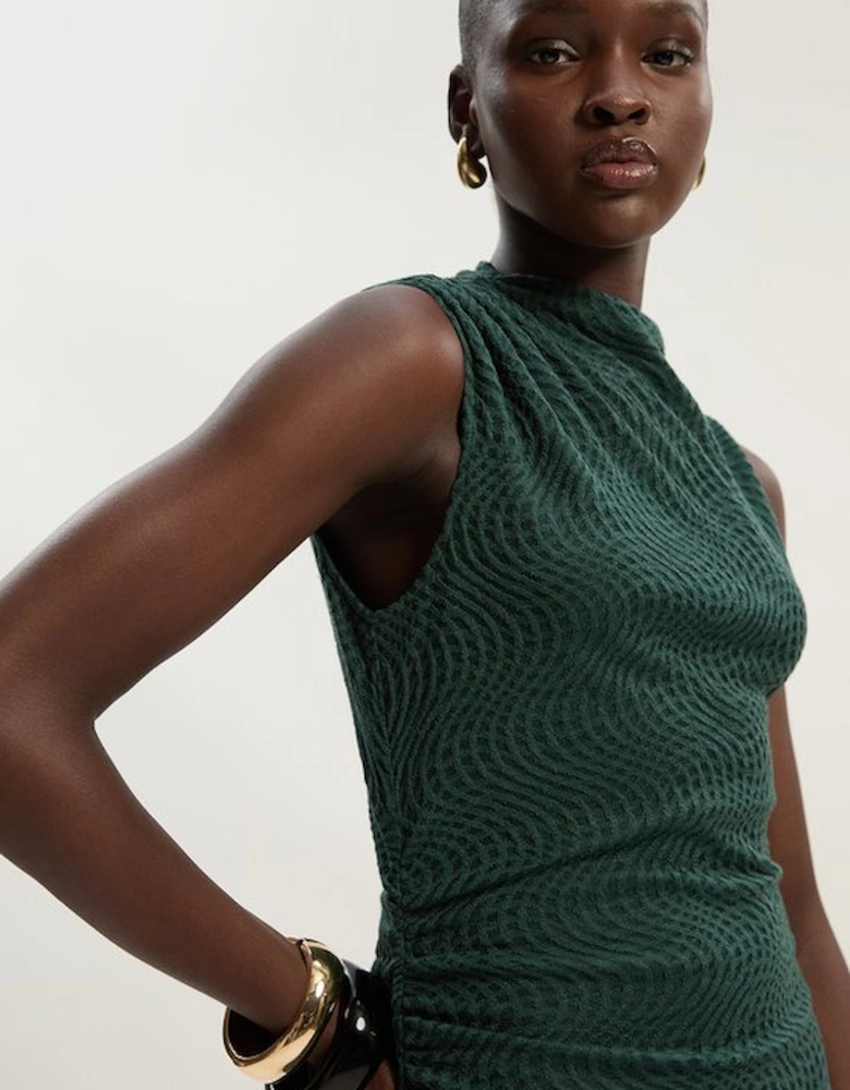 Sheered Textured Jersey Maxi Dress