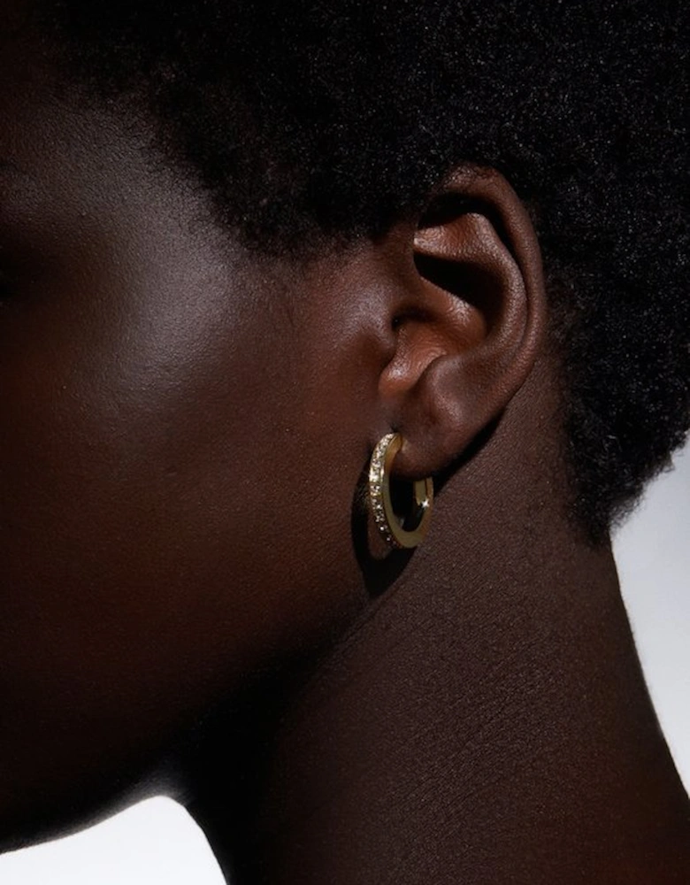 Hand Set European Crystal Small Hoop Earrings