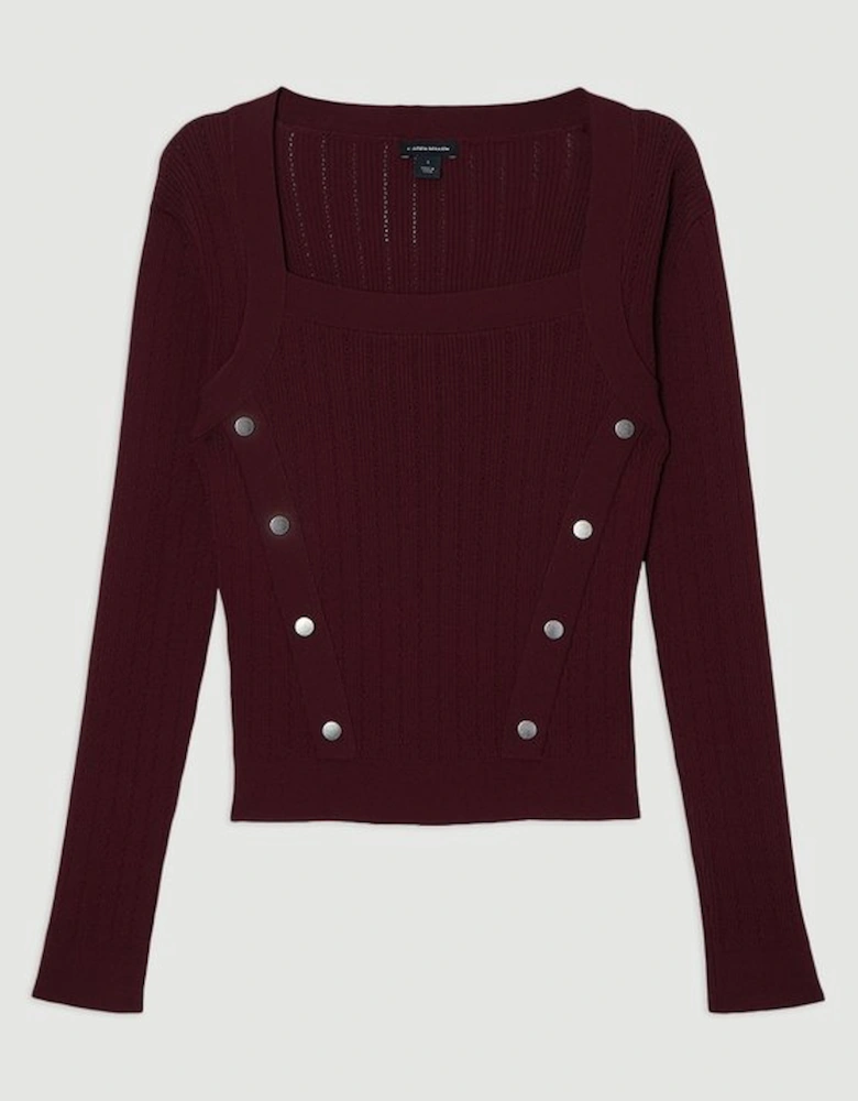 Dome Button Detail Knitted Top