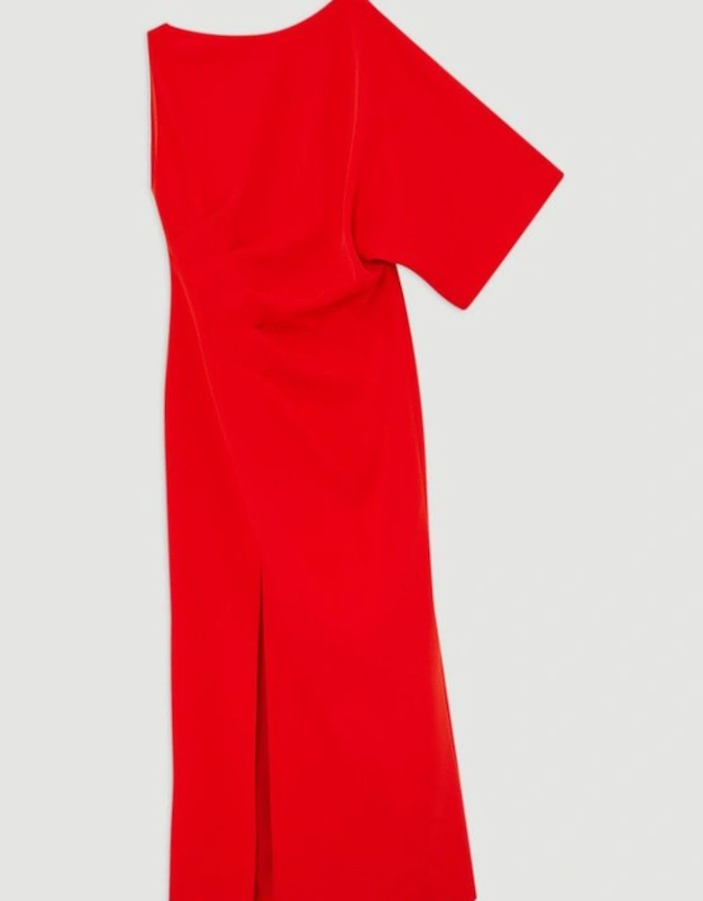 Petite Fluid Tailored Asymmetric Sleeve Maxi Dress