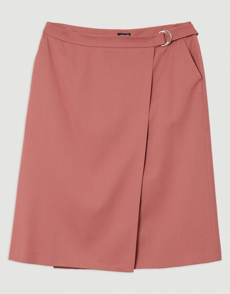 Plus Size Soft Tailored Wrap A Line Midi Skirt