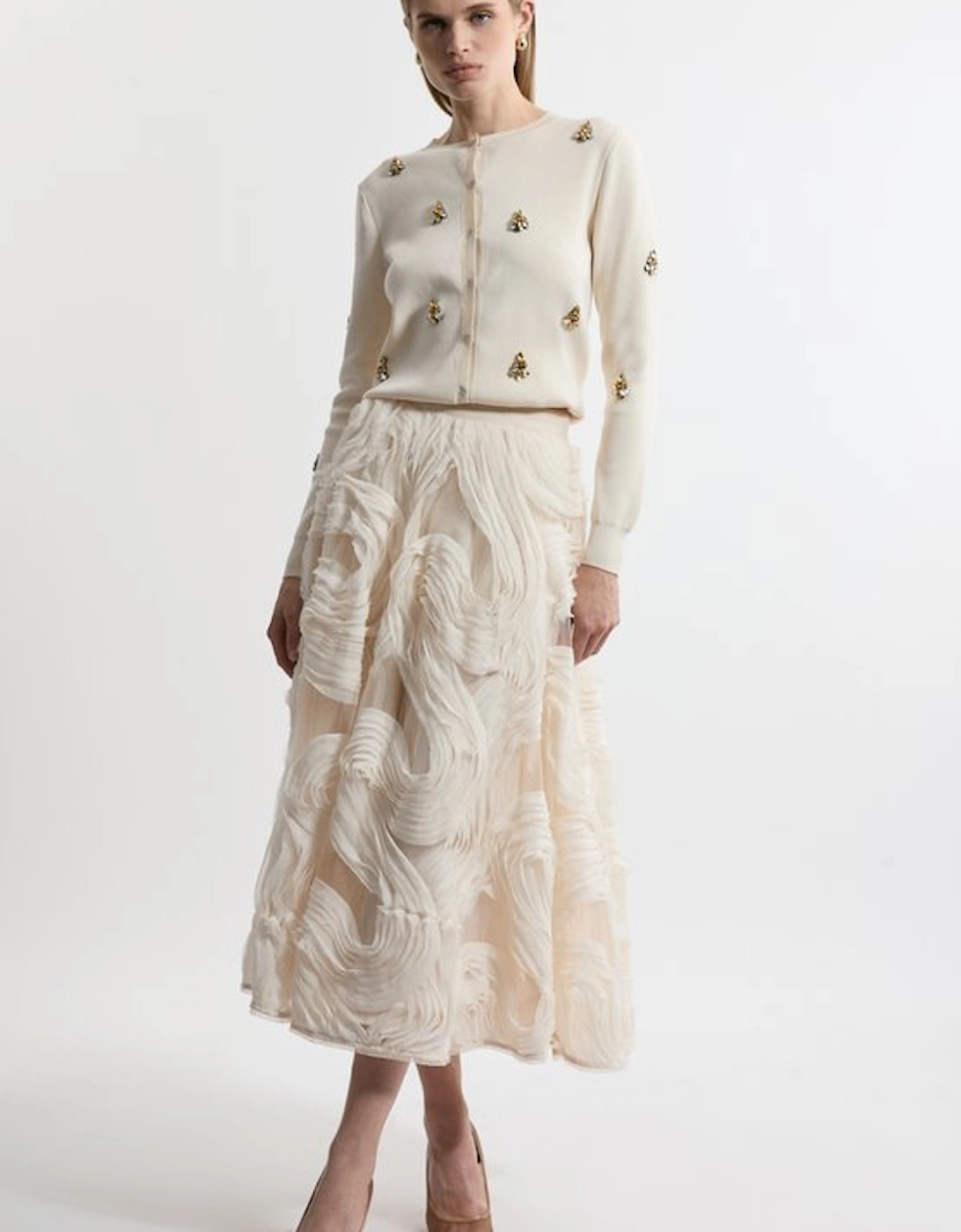 Lydia Millen Tall Textured Ruffle Midaxi Woven Prom Skirt, 5 of 4