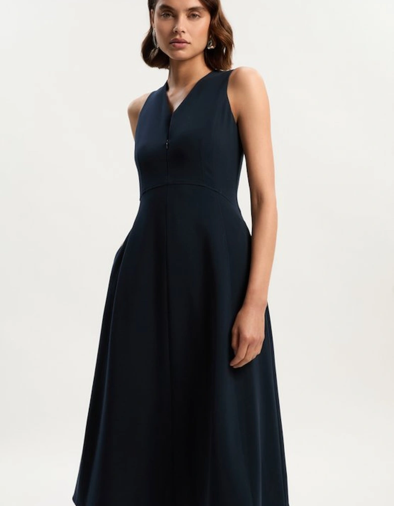 Compact Essential Tailored Sleeveless Midi Dress