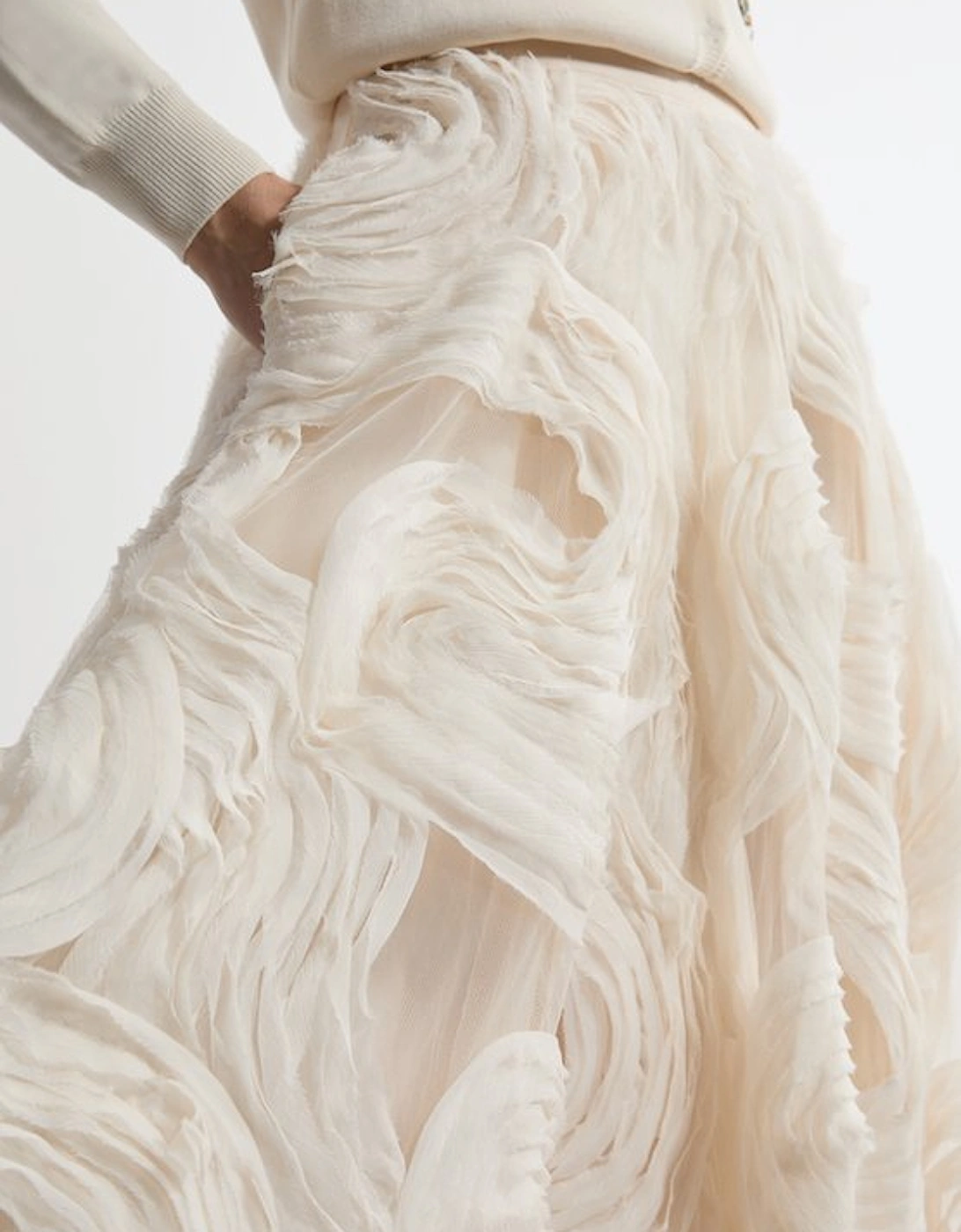 Lydia Millen Tall Textured Ruffle Midaxi Woven Prom Skirt