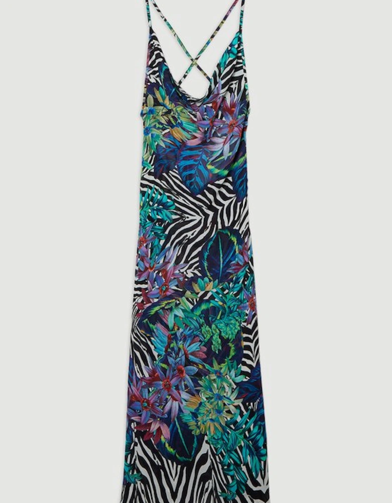 Floral Animal Georgette Beach Slip Dress