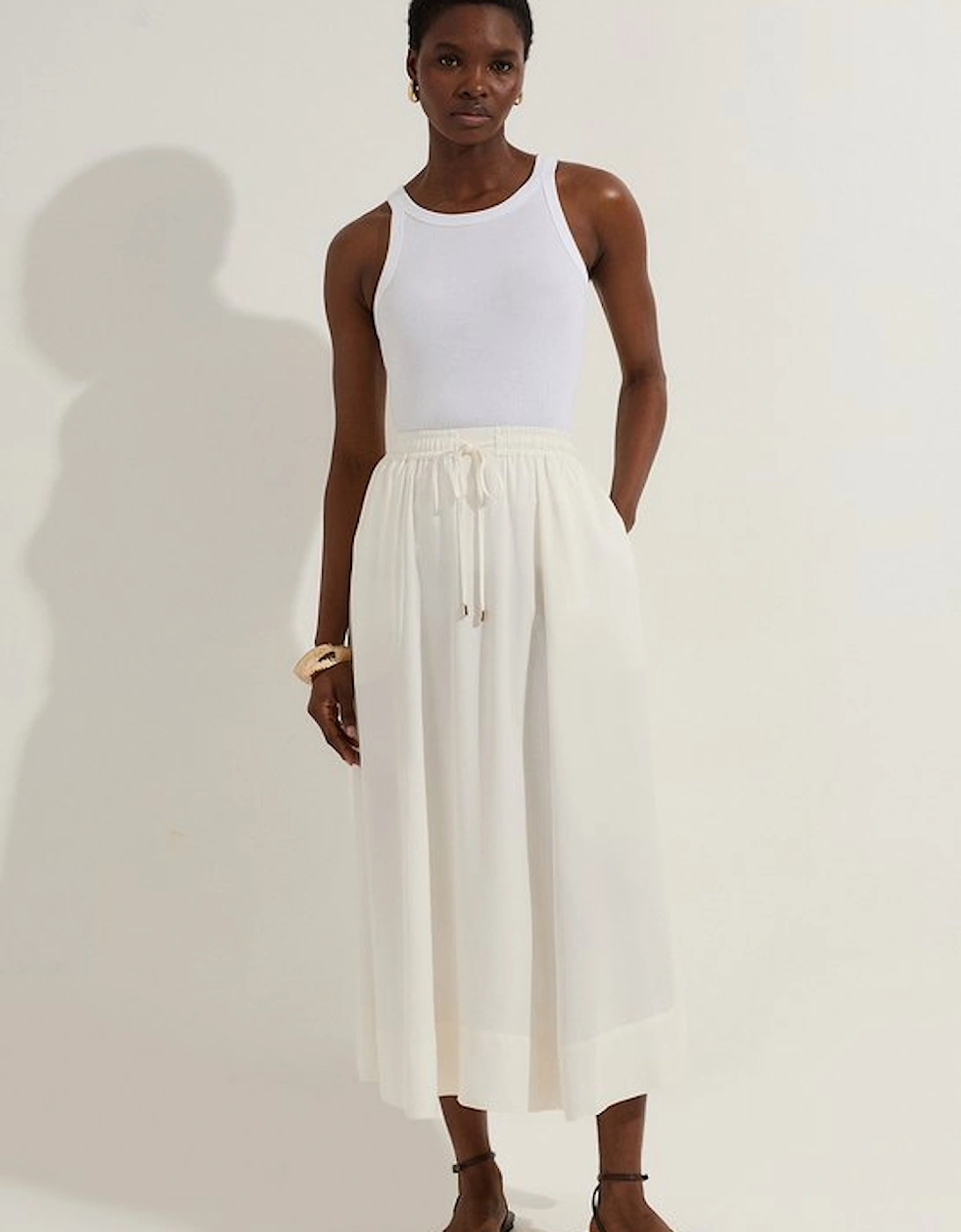 Tall Premium Viscose Linen Tie Waist Woven Skirt, 4 of 3