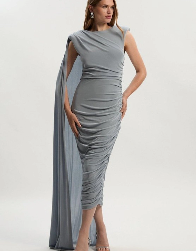 Premium Slinky Crepe Scarf Detail Maxi Dress