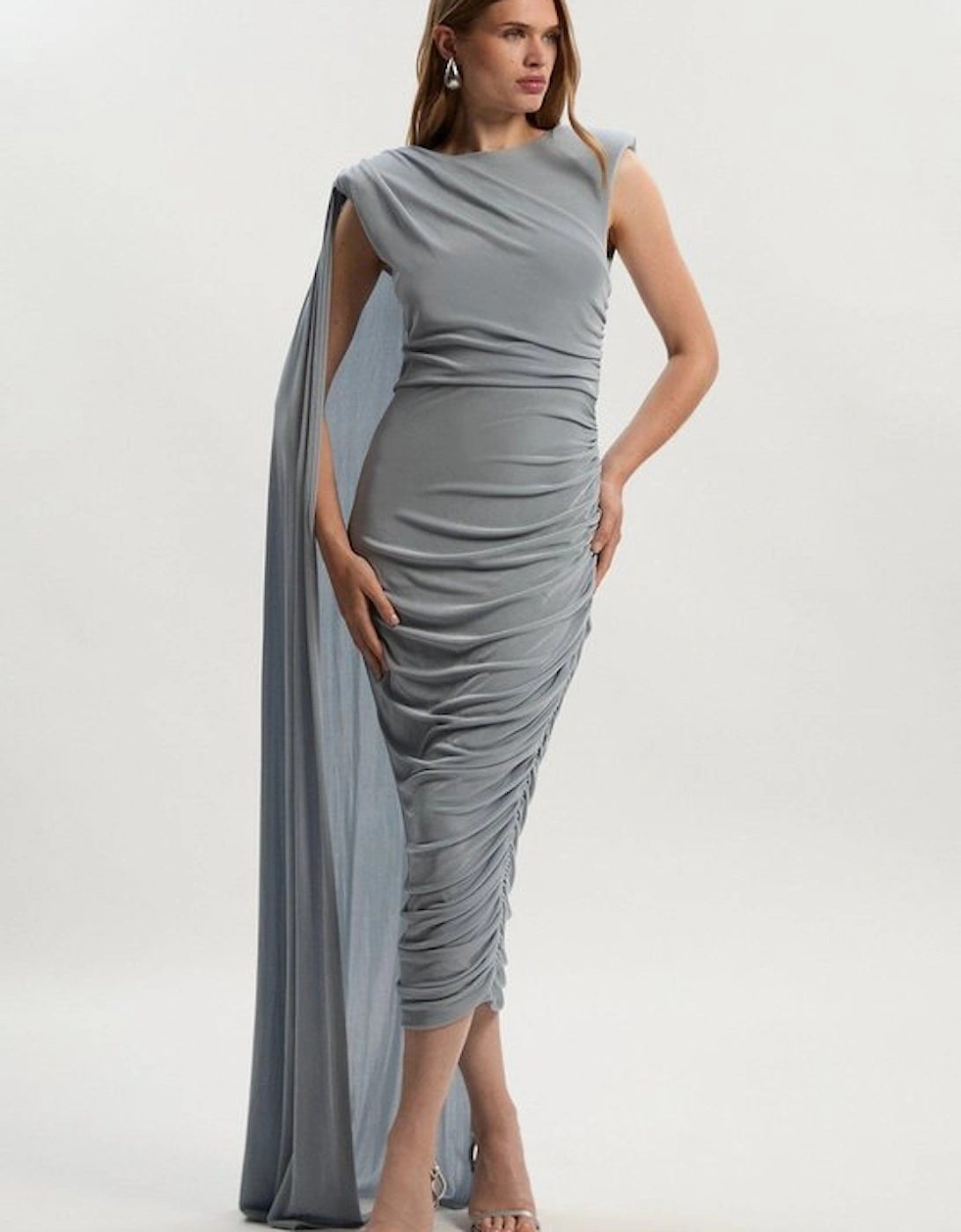Premium Slinky Crepe Scarf Detail Maxi Dress, 5 of 4