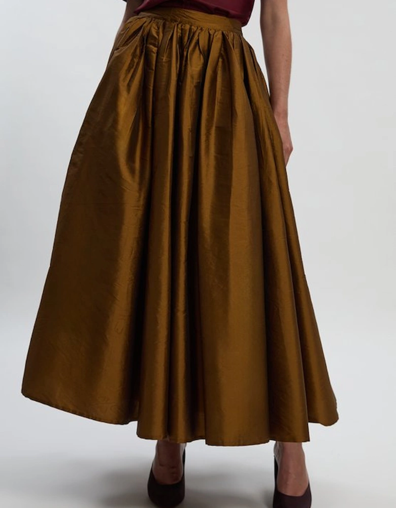 Taffeta Woven Maxi Skirt