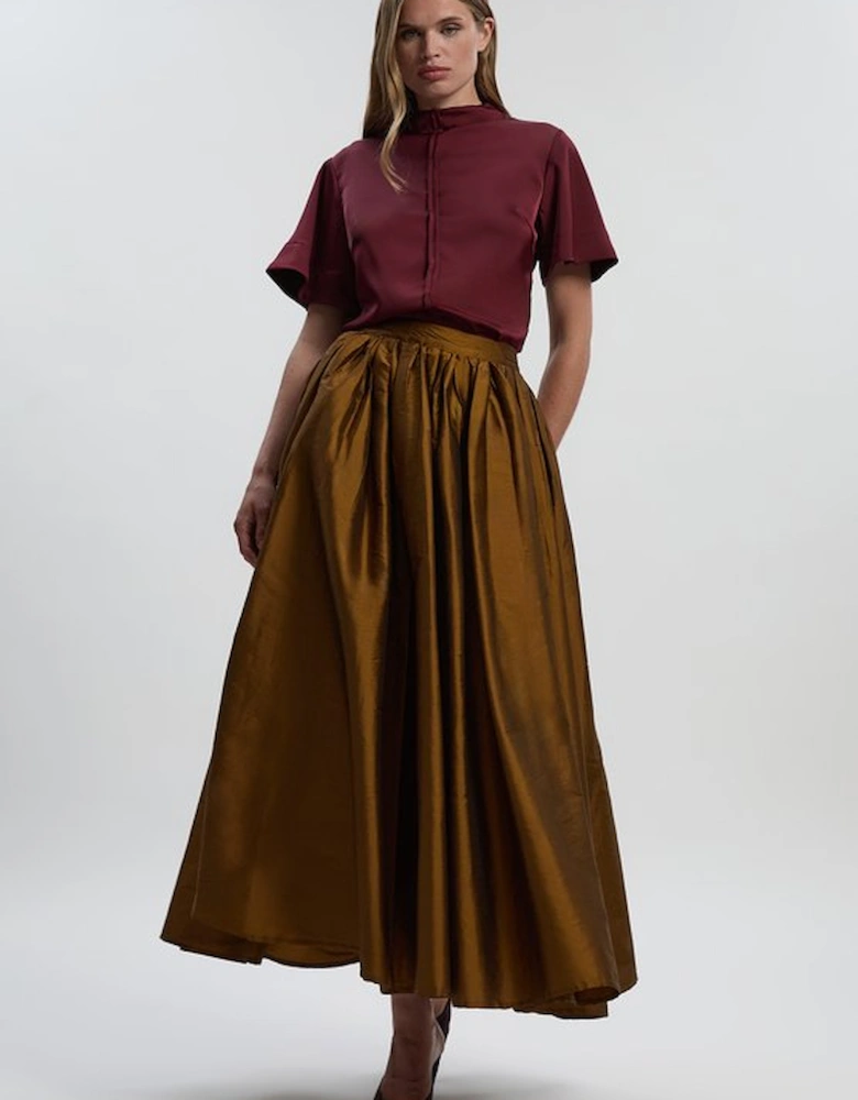 Taffeta Woven Maxi Skirt