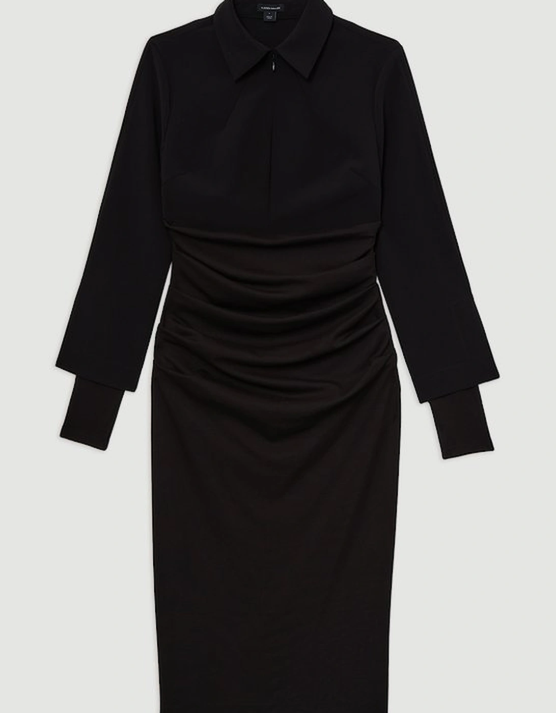 Soft Touch Jersey Ruched Detail Collard Midi Dress