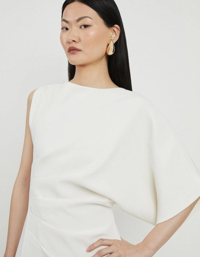 Petite Fluid Tailored Asymmetric Sleeve Maxi Dress