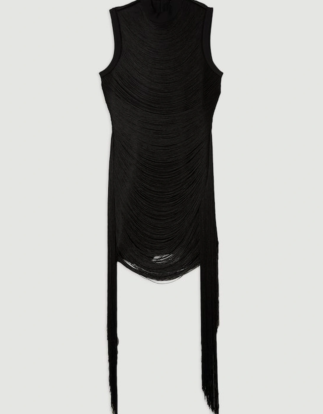 Bandage Figure Form Knit Tassel Mini Dress