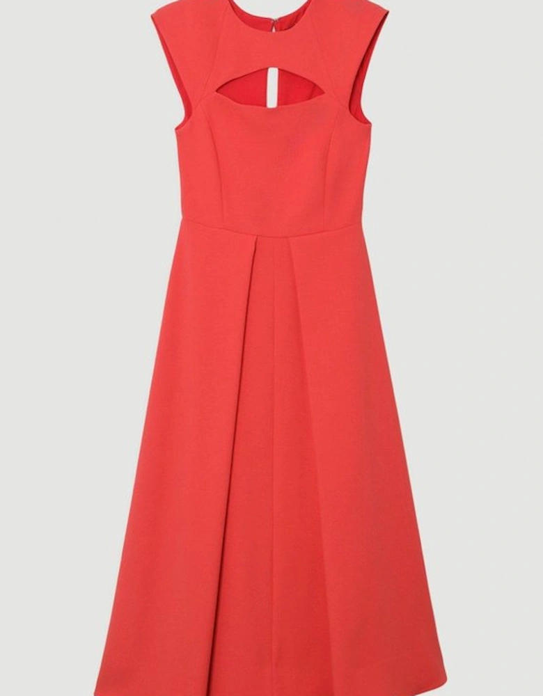 Compact Stretch Full Skirted Tailored Midaxi Dress