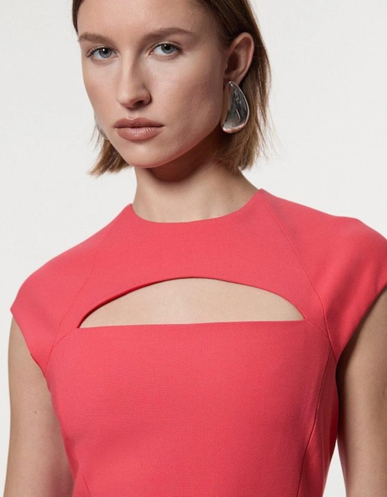 Compact Stretch Full Skirted Tailored Midaxi Dress