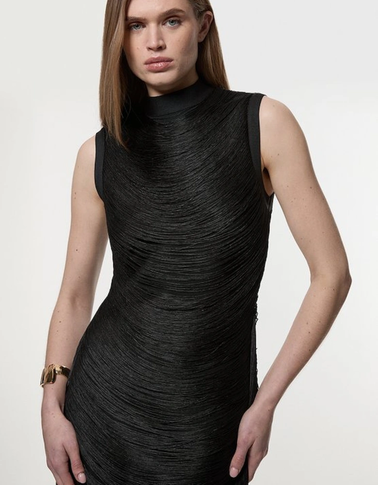 Bandage Figure Form Knit Tassel Mini Dress