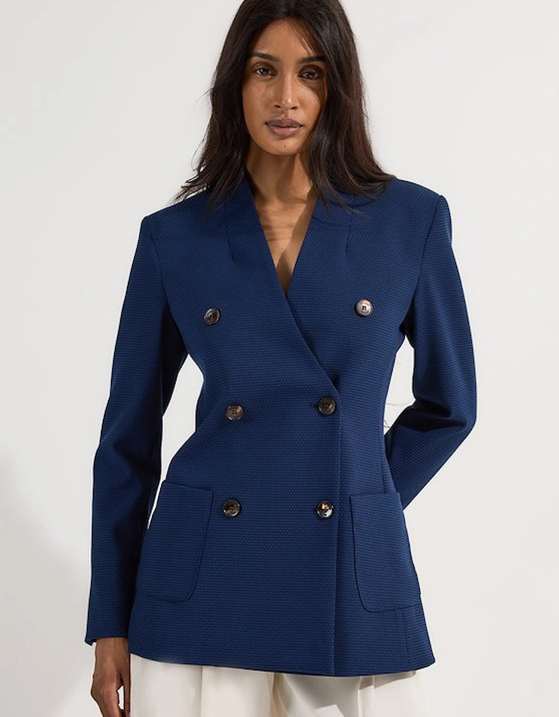 Tailored Textured Double Breasted Jacket