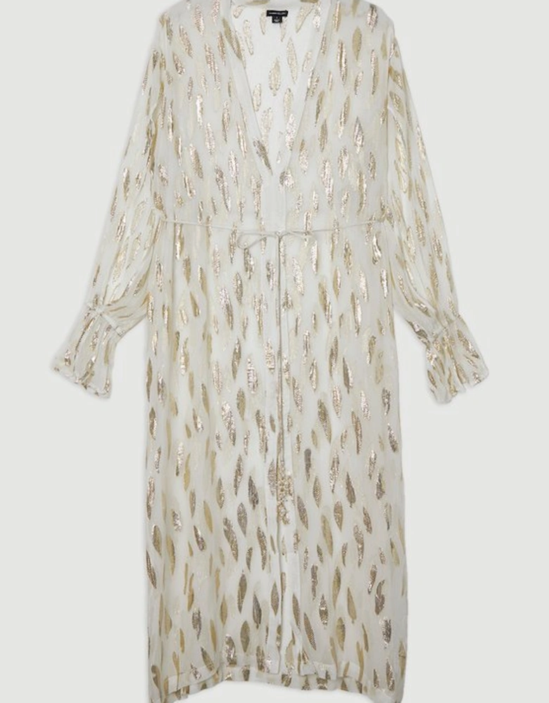 Beach Metallic Thread Plunge Shirt Maxi Dress
