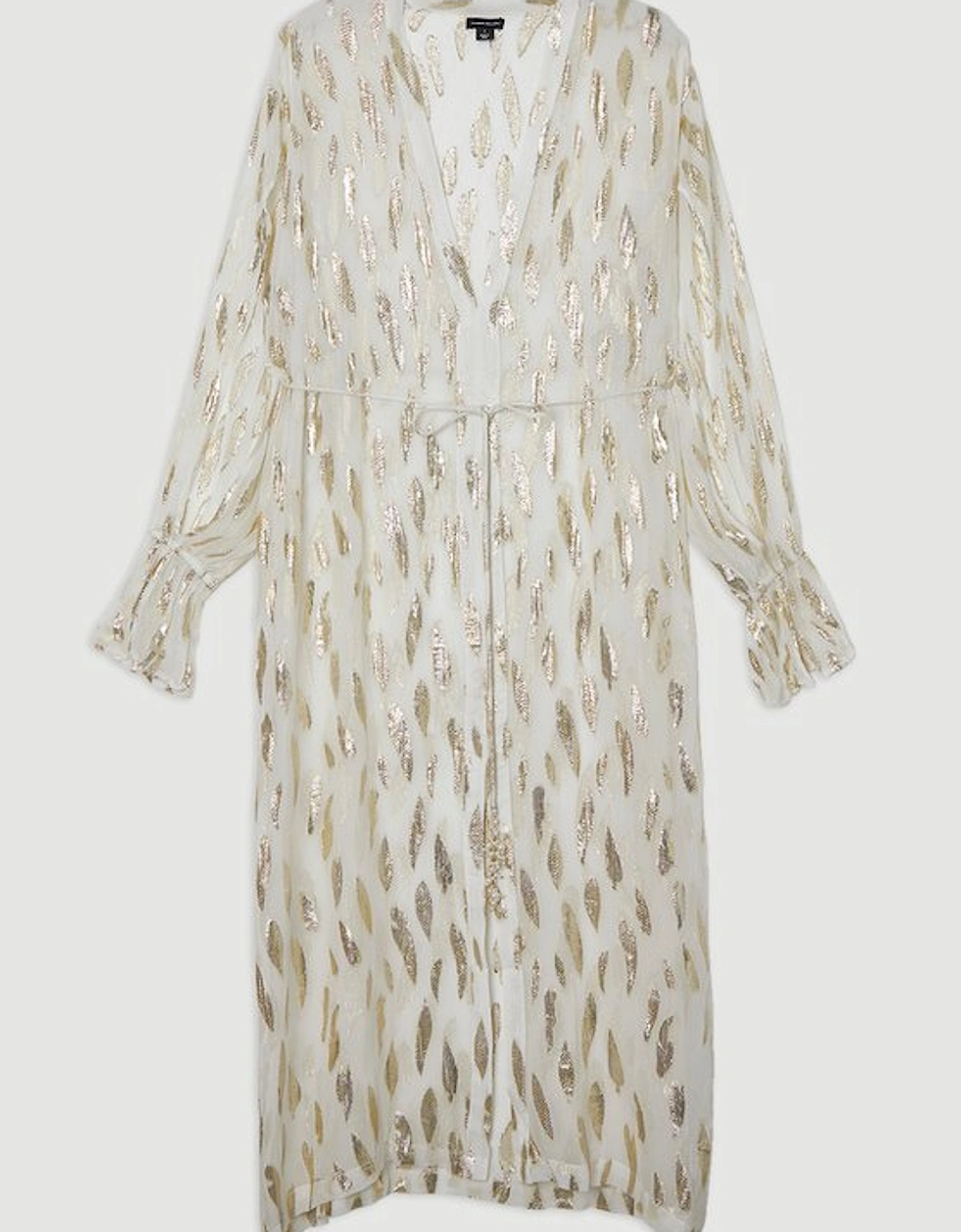 Beach Metallic Thread Plunge Shirt Maxi Dress