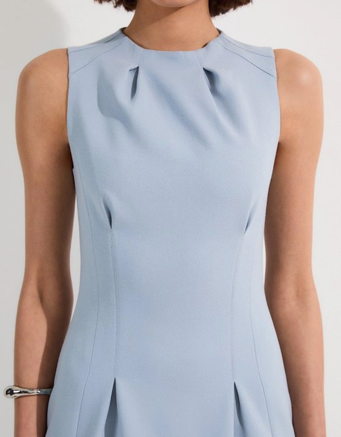 Tall Structured Crepe Sleeveless Tailored Pencil Midi Dress