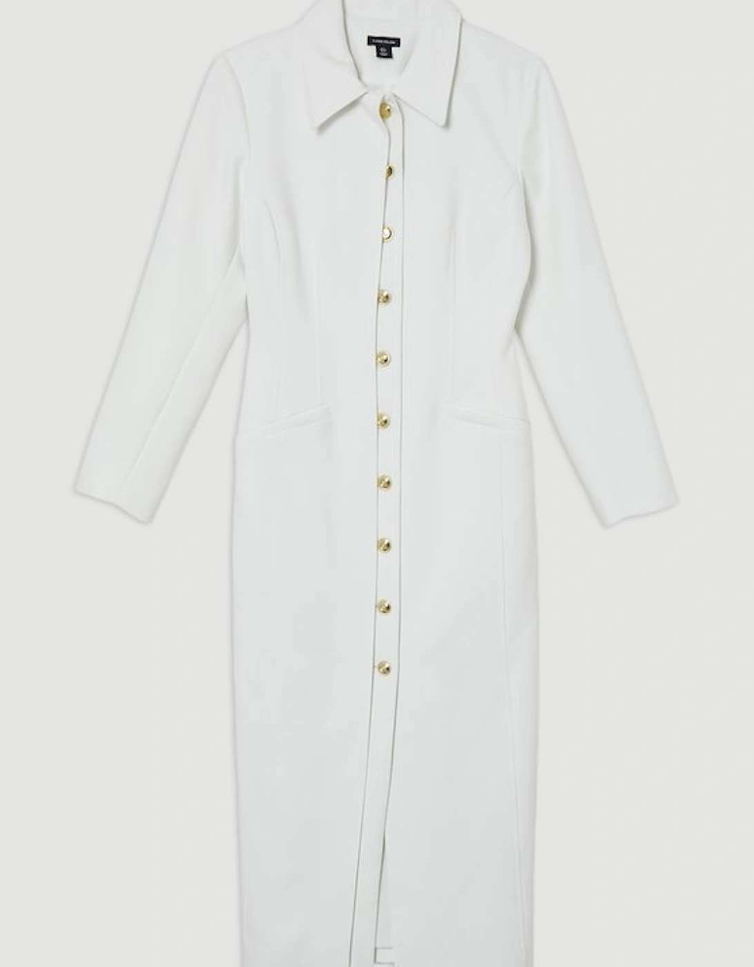 Compact Stretch Contrasted Tipped Sleeved Shirt Dress