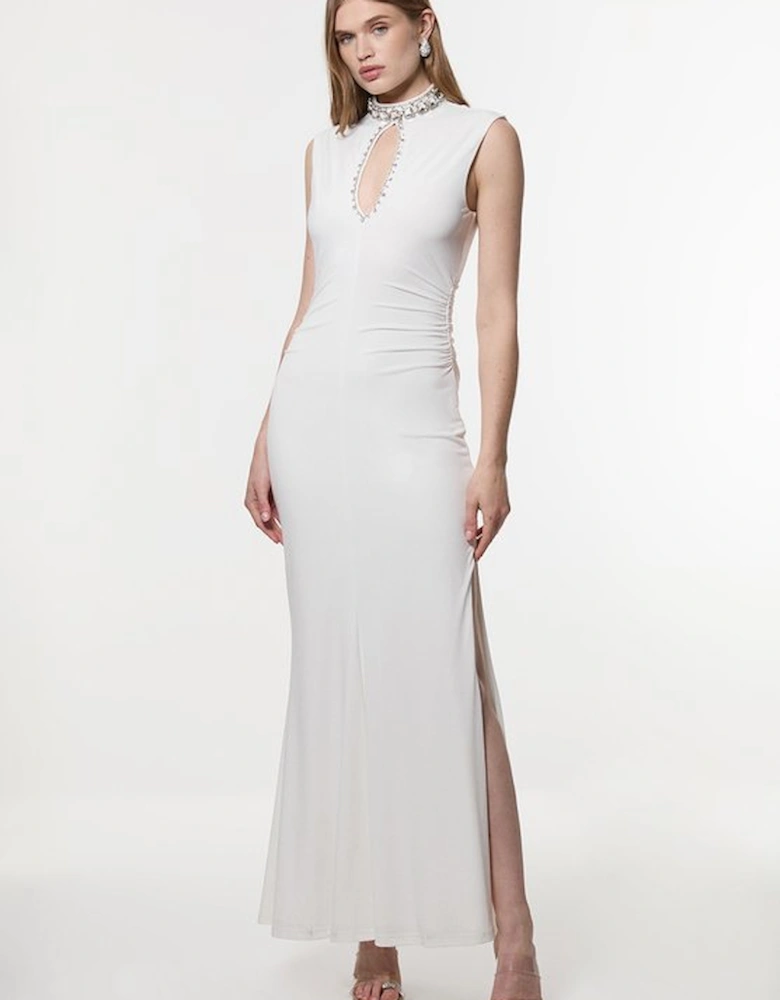 Tall Embellished Jersey Crepe Maxi Dress