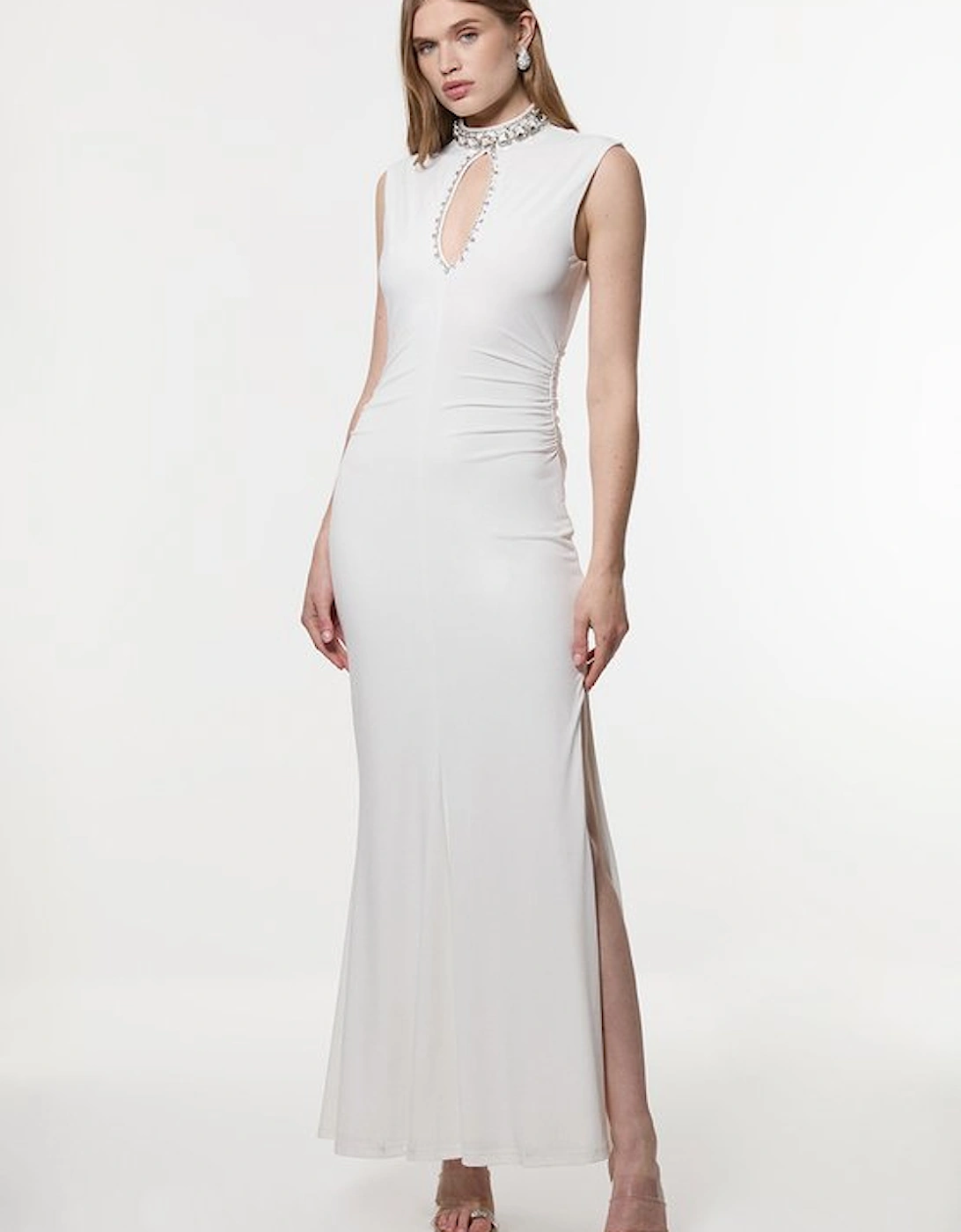 Tall Embellished Jersey Crepe Maxi Dress