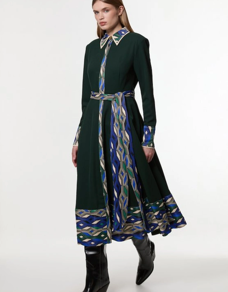 Amelia Graham Printed Twill Border Print Maxi Dress