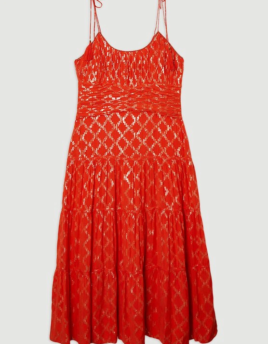 Plus Size Metallic Viscose Georgette Strappy Woven Sun Dress
