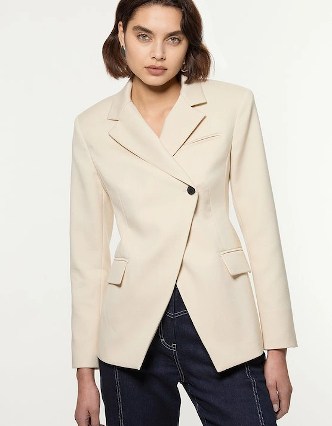 Soft Structured Asymmetric Tailored Single Breasted Blazer, 5 of 4