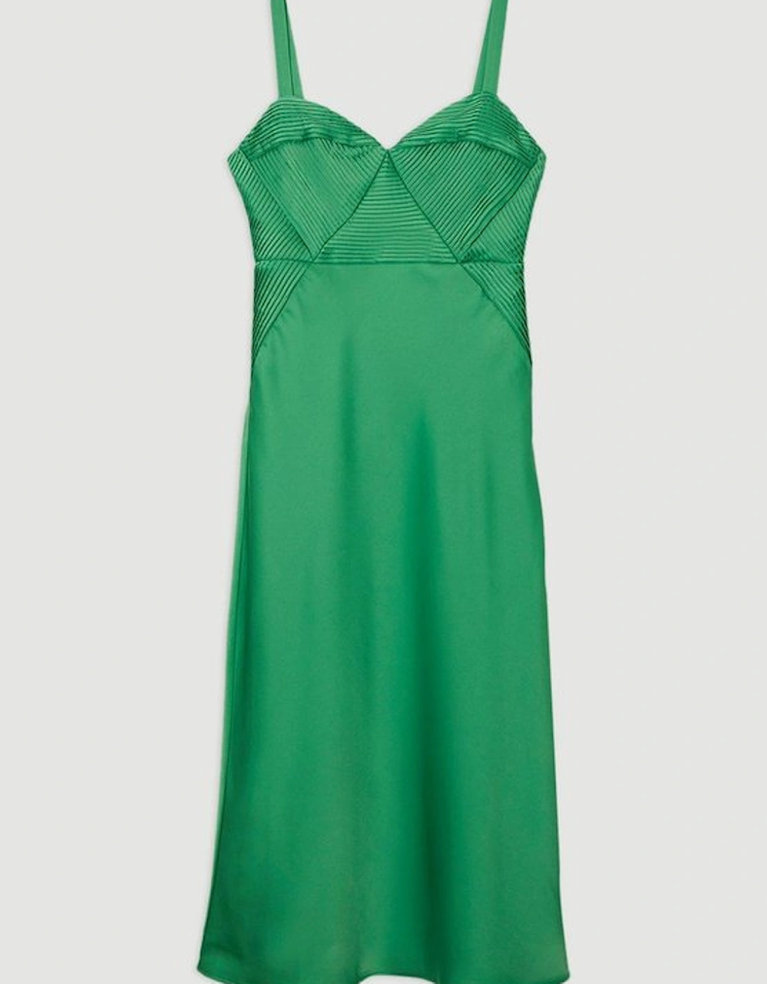Satin Pleated Corset Detail Woven Maxi Dress