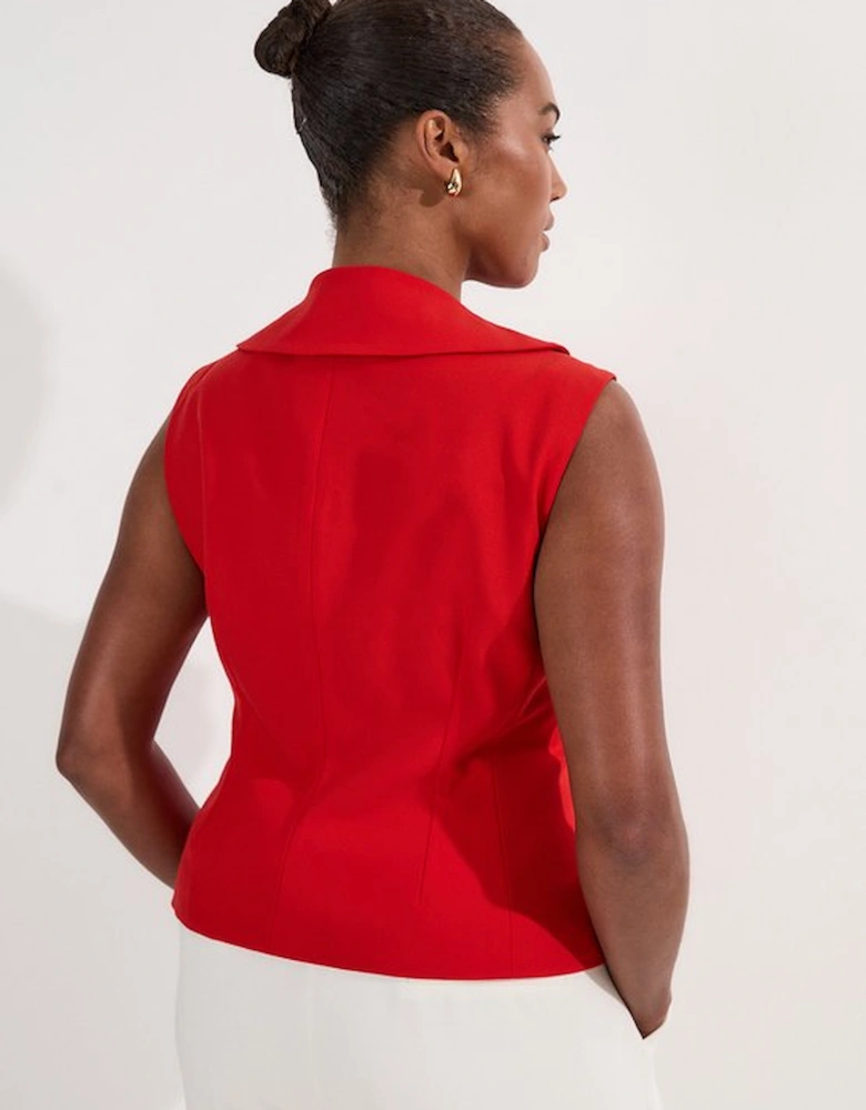 Plus Size Tailored Drape Detail Sleeveless Jacket