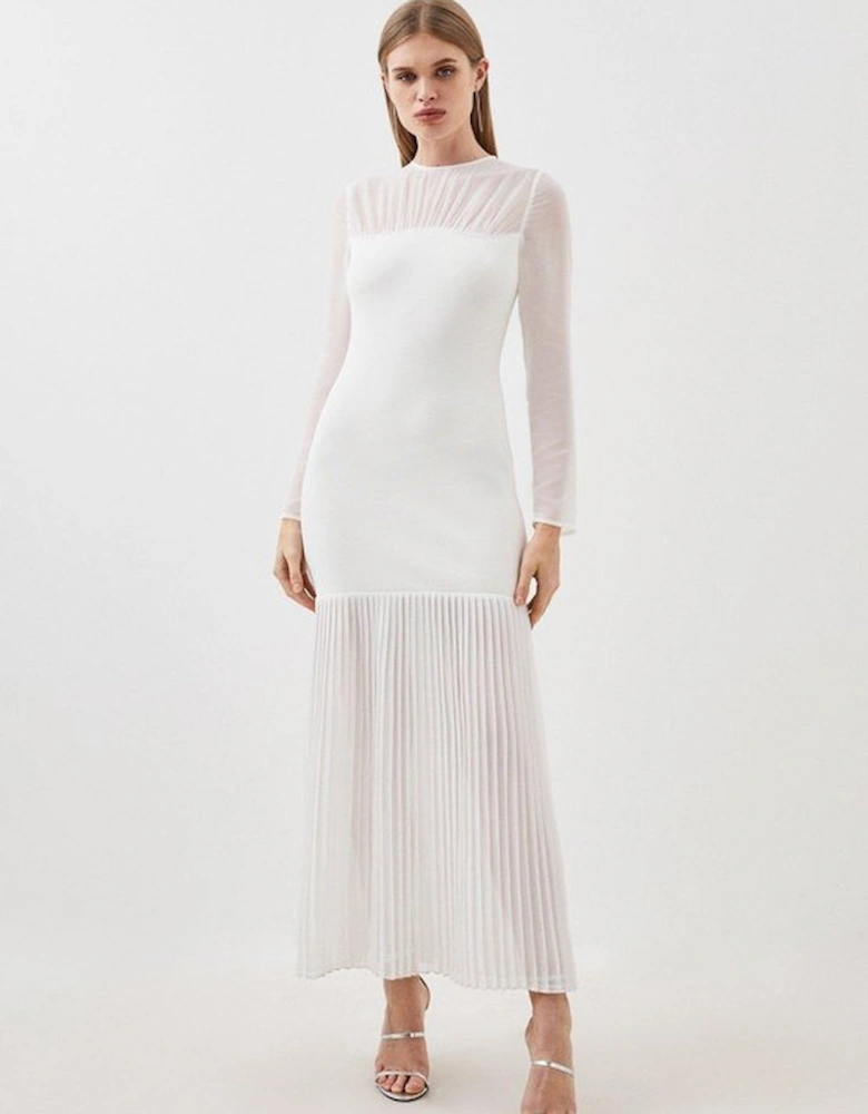 Bandage Figure Form Woven Mix Knit Dress