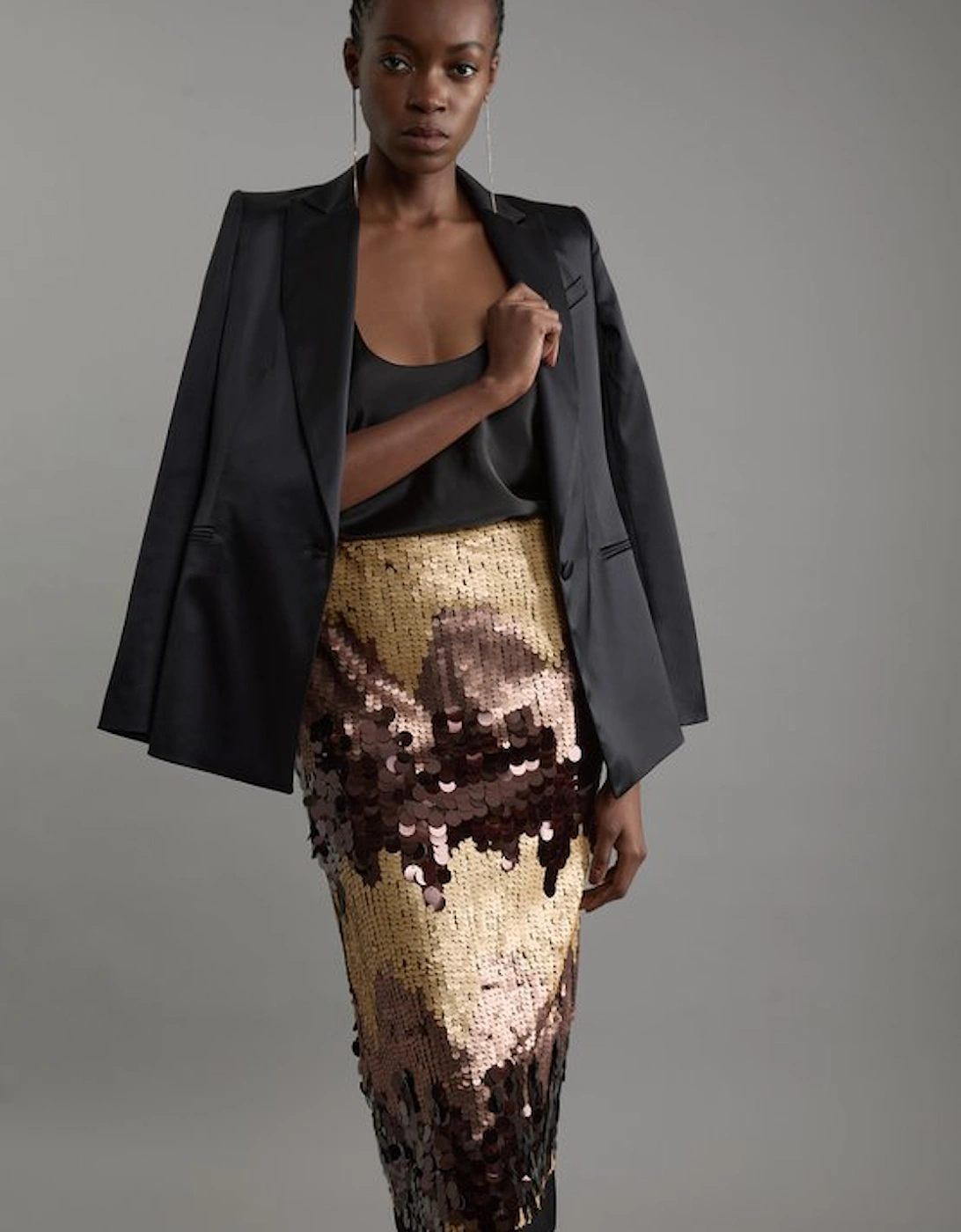 Tall Sequin Georgette Panelled Woven Midi Skirt, 5 of 4