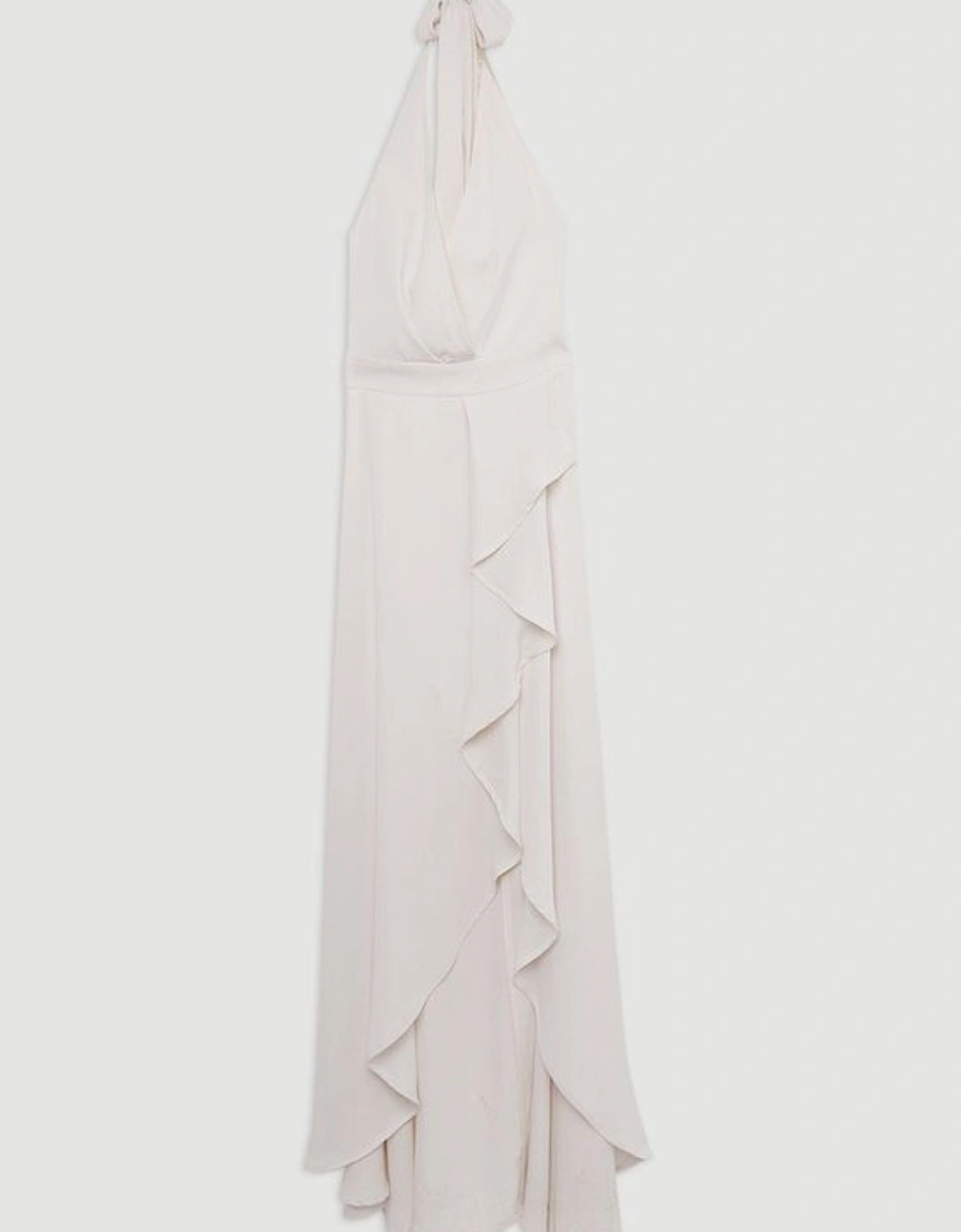 Soft Tailored Waterfall Halter Maxi Dress