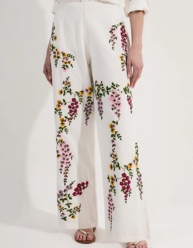 Tall Floral Embroidered Woven Trouser