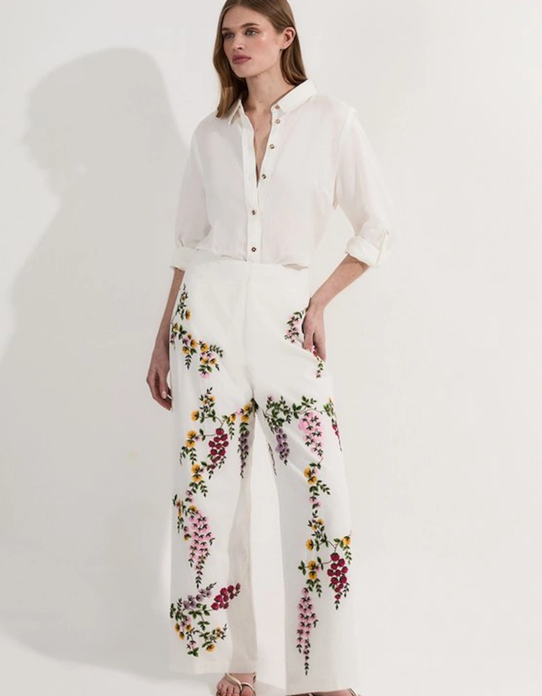 Tall Floral Embroidered Woven Trouser