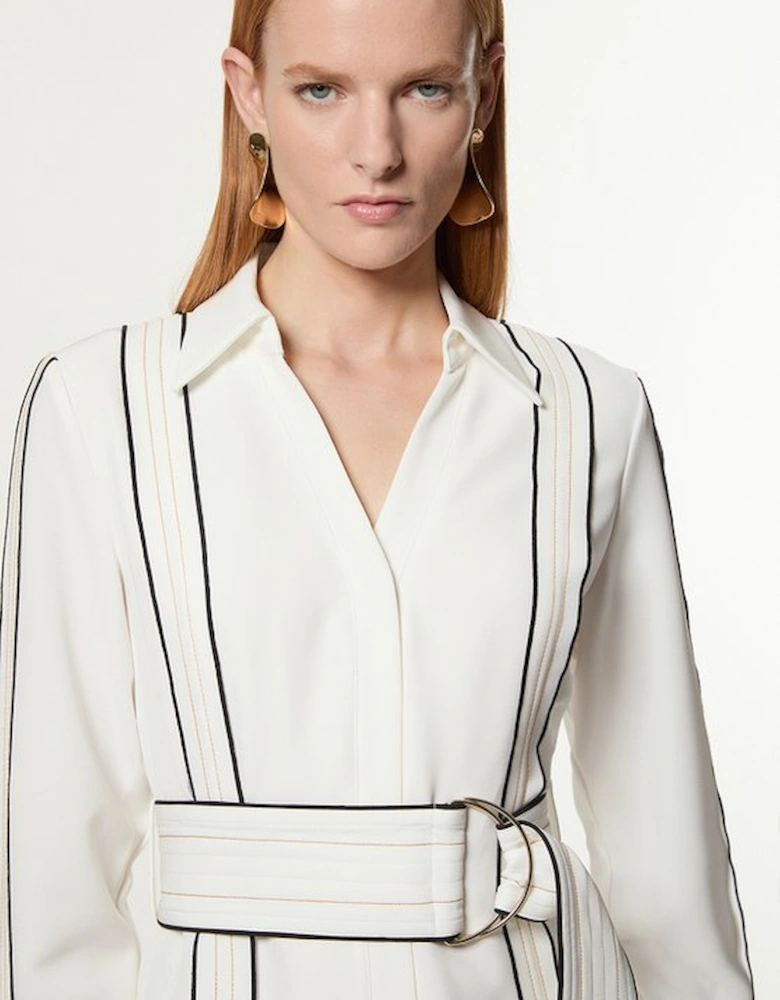 Tall Soft Tailored Contrast Tipped Belted Wrap Mini Dress