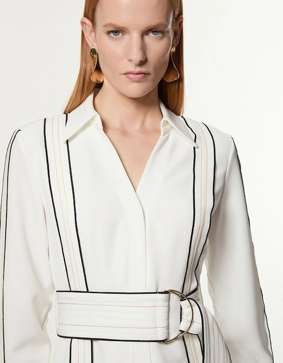 Tall Soft Tailored Contrast Tipped Belted Wrap Mini Dress