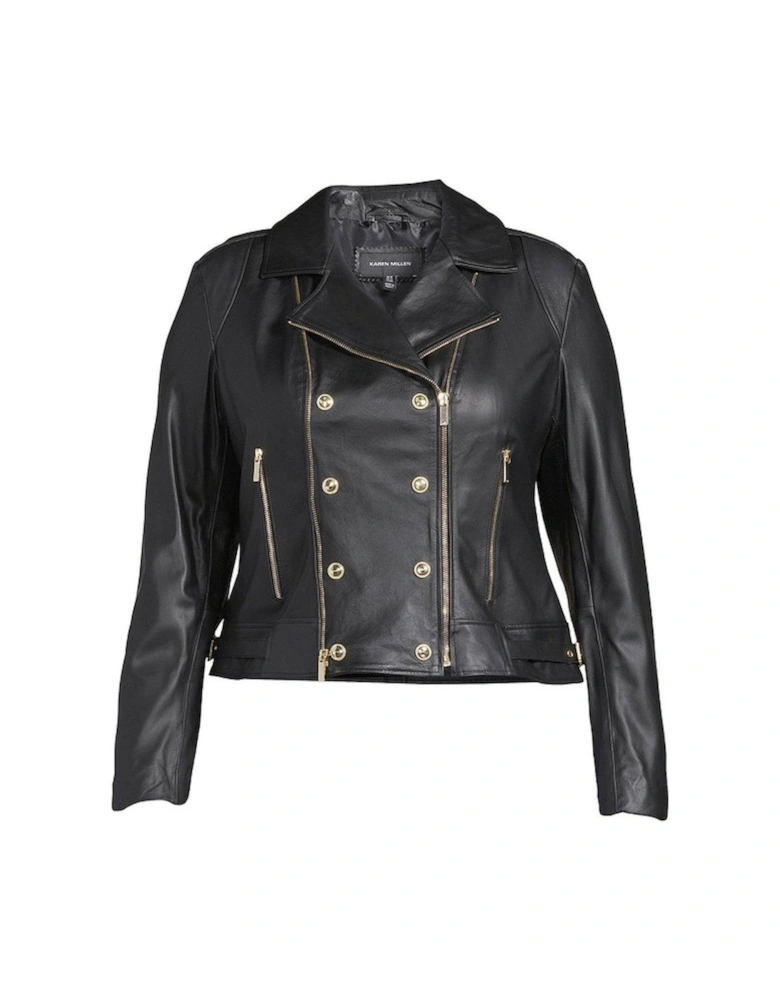 Plus Size Leather Military Biker