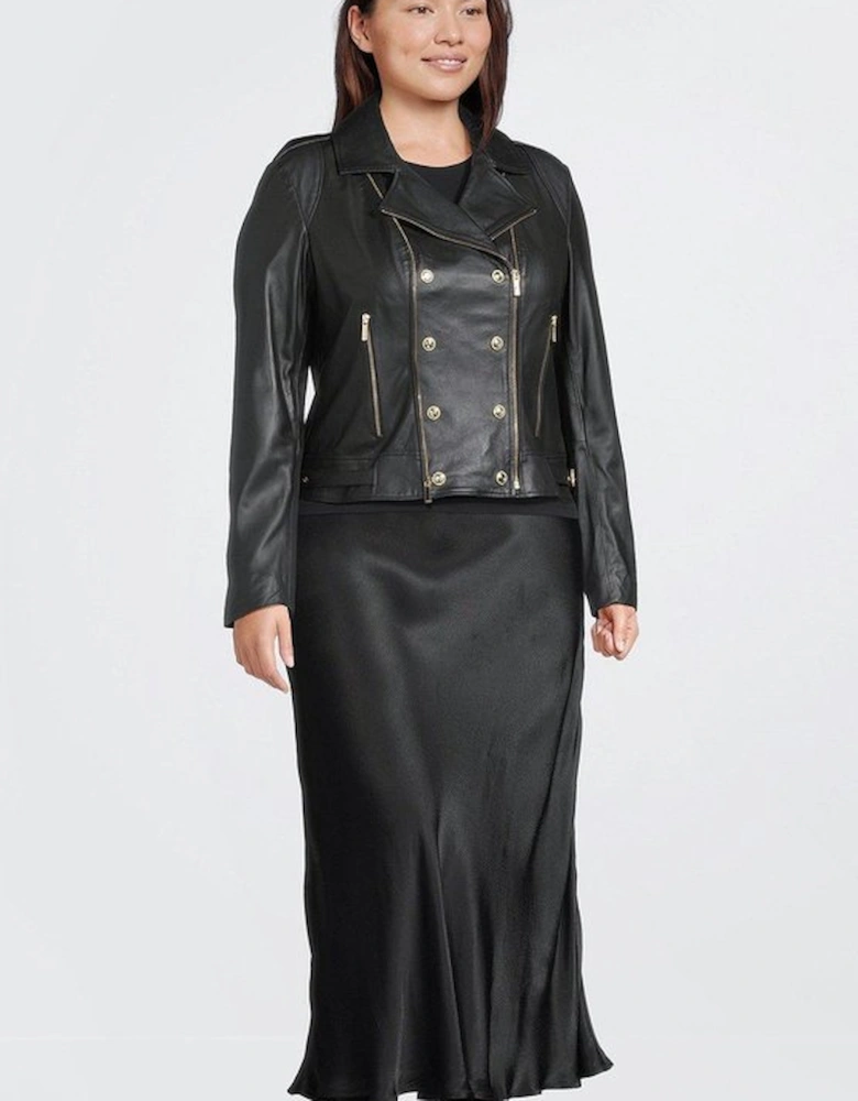 Plus Size Leather Military Biker