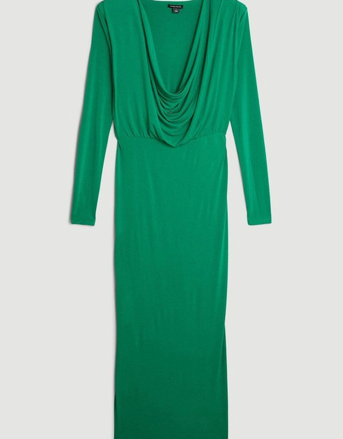 Jersey Crepe Midi Cowl Neck Dress