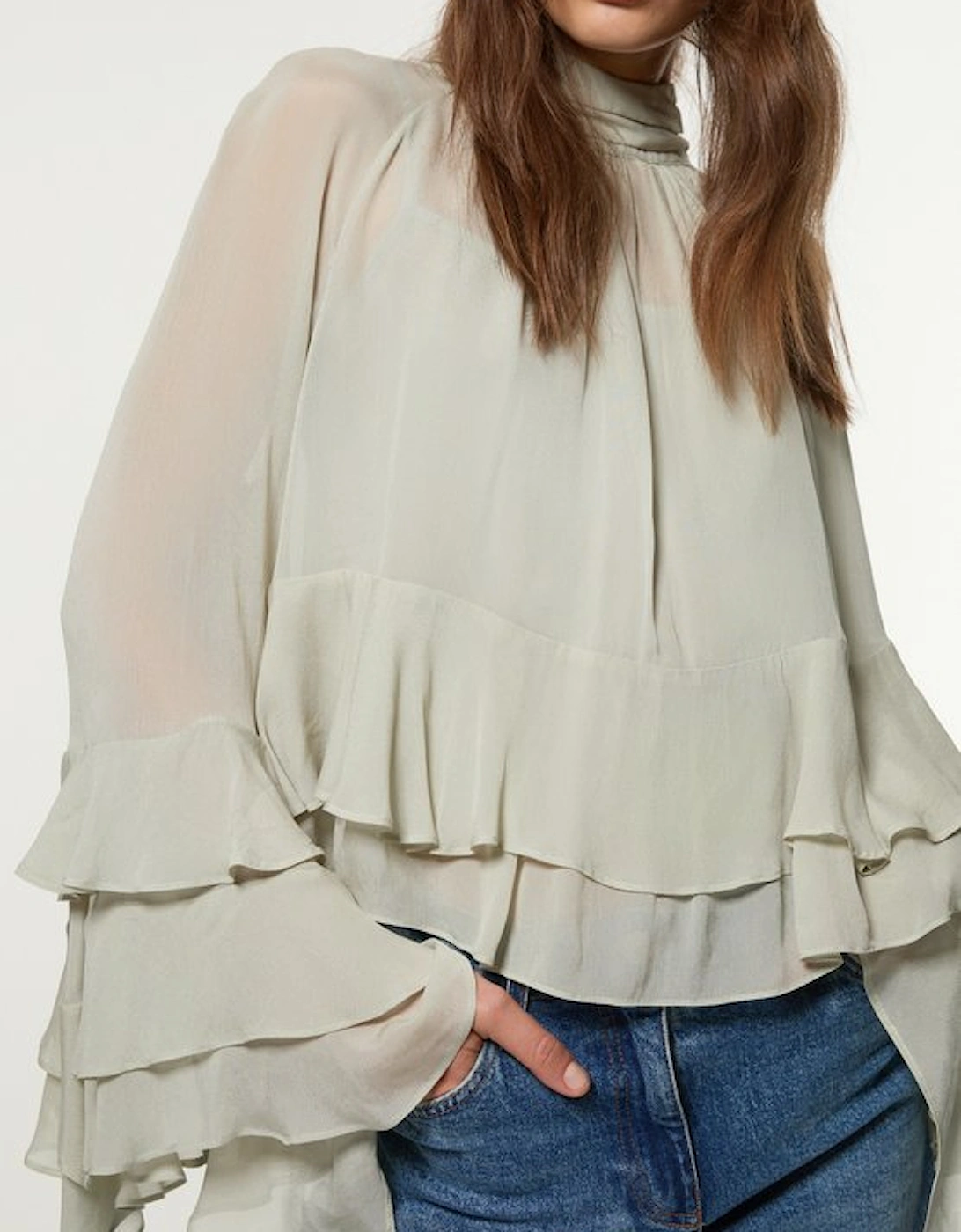 Tall Drama Kimono Viscose Georgette Woven Blouse, 5 of 4