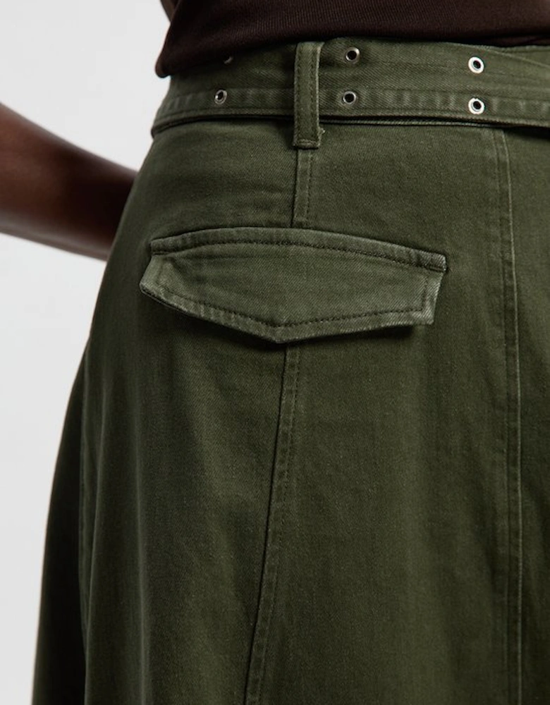 Denim Belted Full Skirt