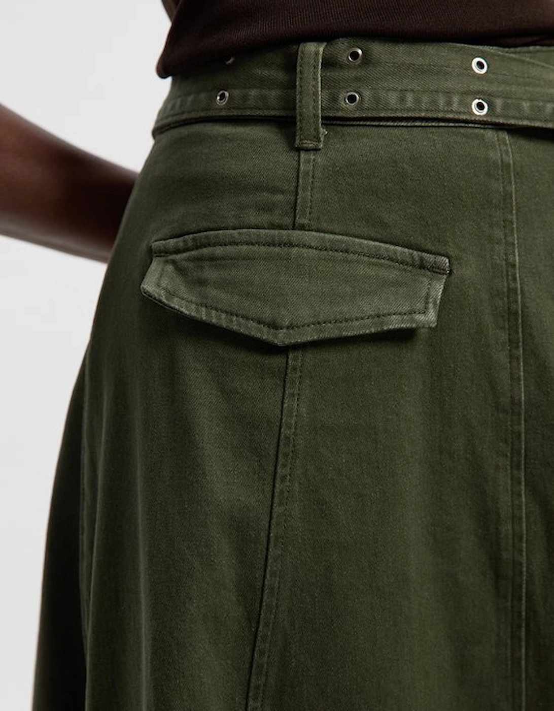 Denim Belted Full Skirt