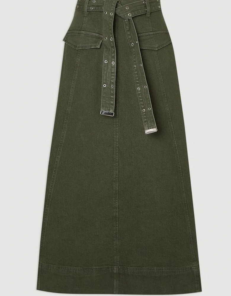 Denim Belted Full Skirt